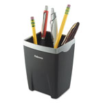 Fellowes Office Suites Divided Pencil Cup, Plastic, 3 1/16 x 3 1/16 x 4 1/4, Black/Silver orginal image