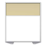 Ghent MFG Floor Partition with Aluminum Frame and 2 Split Panel Infill, 48.06 x 2.04 x 53.86, White/Carmel view 2