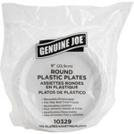 Genuine Joe Reusable Plastic White Plates, 9