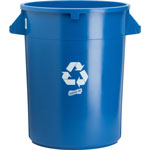 Genuine Joe 32-gallon Heavy-duty Trash Container, 32 gal Capacity, Plastic, Blue, 6/Carton view 1