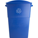 Genuine Joe 23-gallon Recycling Bin Round Cutout Lid, Round, 4/Carton, Blue view 1