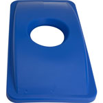 Genuine Joe 23-gallon Recycling Bin Round Cutout Lid, Round, 4/Carton, Blue view 2