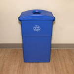 Genuine Joe 23-gallon Recycling Bin Round Cutout Lid, Round, 4/Carton, Blue view 4