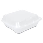 Genpak Snap-It Vented Foam Hinged Container, 3-Comp, White, 8 1/4x8x3, 100/BG, 2 BG/CT view 1