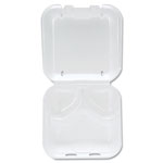 Genpak Snap-It Vented Foam Hinged Container, 3-Comp, White, 8 1/4x8x3, 100/BG, 2 BG/CT view 2