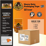 Gorilla Glue Heavy Duty Tough and Wide Packaging Tape Refill, 2.88