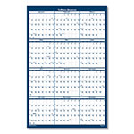 House Of Doolittle Poster Style Reversible/Erasable Yearly Wall Calendar, 12-Month (Jan to Dec 2024), 66 x 33, White/Blue/Gray Sheets, Recycled view 1