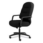 Hon Pillow-Soft 2090 Series Executive High-Back Swivel/Tilt Chair, Supports up to 300 lbs., Black Seat/Black Back, Black Base view 2