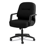 Hon Pillow-Soft 2090 Series Managerial Mid-Back Swivel/Tilt Chair, Supports up to 300 lbs., Black Seat/Black Back, Black Base view 1