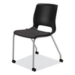 Hon Motivate Four-Leg Stacking Chair, Onyx Seat/Black Back, Platinum Base, 2/Carton view 1