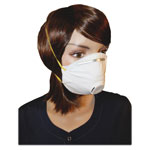 Impact Disposable Dust and Mist Respirator For Hot Conditions, White w/Yellow Straps view 1
