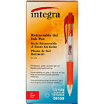 Integra Gel Pen, Retractable, Permanent, .5mm Point, Red Barrel/Ink view 2
