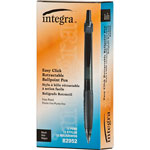 Integra Ballpoint Pen, Retractable, Fine Point, Black Barrel/Ink view 3