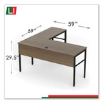 Linea Italia Urban Desk Workstation, 59w x 59d x 29.5h, Natural Walnut view 4