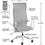Lorell Executive Gray Mesh High-back Chair, Nylon, Mesh Back, Plastic Frame, 5-star Base, Gray, 26