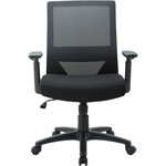 Lorell Mid-Back Mesh Task Chair - Fabric Seat - Mid Back - 5-star Base - Black - Armrest - 1 Each view 2