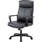 Lorell High-Back Bonded Leather Chair - Bonded Leather Seat - Bonded Leather Back - High Back - Black - Armrest view 5
