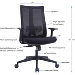 Lorell High-Back Molded Seat Chair - Fabric Seat - High Back - 5-star Base - Black - Armrest - 1 Each view 1