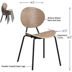Lorell Bentwood Cafe Chairs, Plywood Seat, Plywood Back, Metal, Powder Coated Steel Frame, Walnut, 2 / Carton view 1