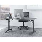 Lorell Mobile Folding Training Table, Rectangle Top, Powder Coated Base, 23.63