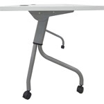 Lorell White Laminate Flip Top Training Table, White Top, Silver Base, 4 Legs, 29.50