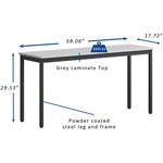 Lorell Utility Table - Gray Rectangle, Laminated Top - Powder Coated Black Base x 59.88