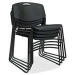Lorell Stacking Chair, 450 lb Capacity, 4/CT, Black view 2