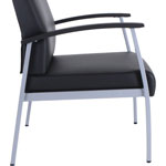 Lorell Big & Tall Healthcare Guest Chair, Vinyl Seat, Vinyl Back, Powder Coated Silver Steel Frame, Four-legged Base, Black view 2