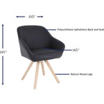 Lorell Natural Wood Legs Modern Guest Chair, Four-legged Base, Black, 25.4