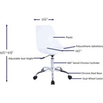 Lorell Plastic Shell Task Chair, Plastic, Polyurethane Seat, Chrome Frame, 5-star Base, White view 1
