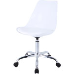 Lorell Plastic Shell Task Chair, Plastic, Polyurethane Seat, Chrome Frame, 5-star Base, White view 5