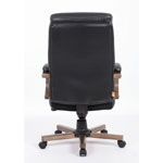 Lorell Wood Base Leather High-back Executive Chair - Black Leather Seat - Black Leather Back - High Back - Armrest - 1 Each view 2