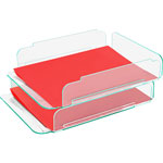 Lorell Stacking Letter Tray, Green Edge view 2