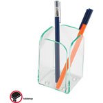 Lorell Transparent Pencil Cup, Green Edge view 1