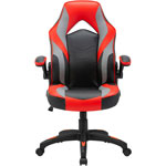 Lorell High-Back Gaming Chair - For Gaming - Vinyl, Nylon - Red, Black, Gray view 3