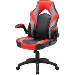 Lorell High-Back Gaming Chair - For Gaming - Vinyl, Nylon - Red, Black, Gray view 5