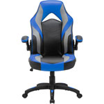 Lorell High-Back Gaming Chair - For Gaming - Vinyl, Nylon - Blue, Black, Gray view 3
