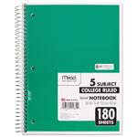 Mead Spiral Notebook, 5 Subjects, Medium/College Rule, Assorted Color Covers, 10.5 x 8, 180 Sheets view 3