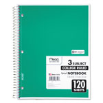 Mead Spiral Notebook, 3 Subjects, Medium/College Rule, Assorted Color Covers, 11 x 8, 120 Sheets view 1