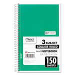 Mead Spiral Notebook, 3 Subjects, Medium/College Rule, Assorted Color Covers, 9.5 x 5.5, 150 Sheets view 3