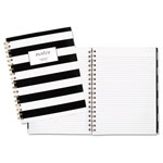 Cambridge Black & White Striped Hardcover Notebook, 1 Subject, Wide/Legal Rule, Black/White Stripes Cover, 9.5 x 7.25, 80 Sheets view 1