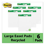 Post-it® Vertical-Orientation Self-Stick Easel Pad Value Pack, Unruled, Green Headband, 30 White 25 x 30 Sheets, 6/Carton view 1