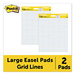 Post-it® Vertical-Orientation Self-Stick Easel Pads, Quadrille Rule (1 sq/in), 30 White 25 x 30 Sheets, 2/Carton view 1