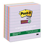Post-it® Recycled Notes in Wanderlust Pastels Collection Colors, Note Ruled, 4