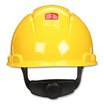 3M SecureFit H-Series Hard Hats, H-700 Vented Cap with UV Indicator, 4-Point Pressure Diffusion Ratchet Suspension, Yellow view 1