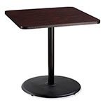 National Public Seating Cafe Table, 36w x 36d x 36h, Square Top/Round Base, Mahogany Top, Black Base view 1