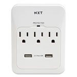 NXT Technologies™ Wall-Mount Surge Protector, 3 AC Outlets, 2 USB Ports, 600 J, White view 4