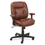 OIF Swivel/Tilt Leather Task Chair, Supports up to 250 lbs., Chestnut Brown Seat/Chestnut Brown Back, Black Base view 2