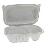 Pactiv Vented Microwavable Hinged-Lid Takeout Container, 2-Compartment, 9 x 6 x 3.1, White, 170/Carton view 1