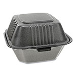Pactiv SmartLock Foam Hinged Containers, Sandwich, 5.75 x 5.75 x 3.25, 1-Compartment, Black, 504/Carton view 1